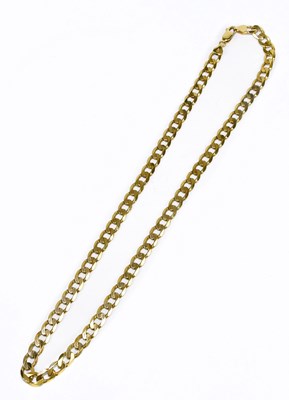 Lot 232 - A 9ct yellow gold flat link chain, length 51cm,...