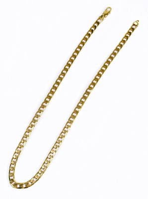 Lot 233 - A 9ct yellow gold flat link chain, length 45cm,...