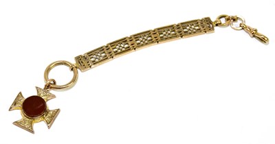 Lot 349 - A 9ct rose gold rectangular flat link watch...