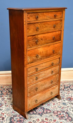 Lot 2442 - A narrow chest of eight drawers, height 120cm,...