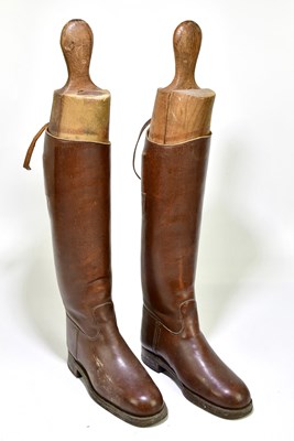 Lot 2241 - A pair of leather horse riding boots, with trees.