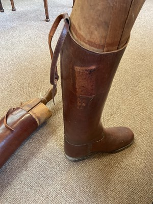 Lot 2241 - A pair of leather horse riding boots, with trees.