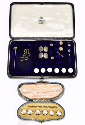 Lot 340 - A pair of hallmarked silver shirt studs,...
