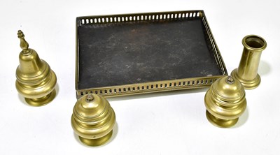 Lot 2135 - A Georgian brass desk stand of rectangular...