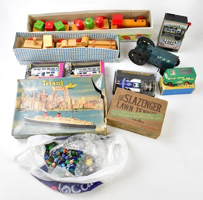 Lot 2255 - TRI-ANG; a cased Minic ship set, Slazenger...