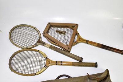 Lot 2231 - Three vintage tennis racquets to include an...