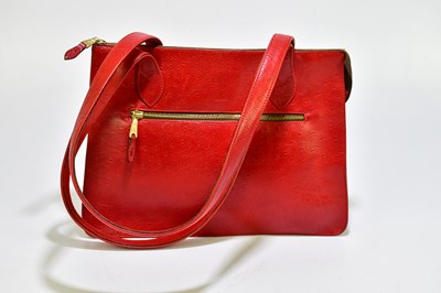 Lot 670 - MULBERRY; a vintage red ostrich skin large...