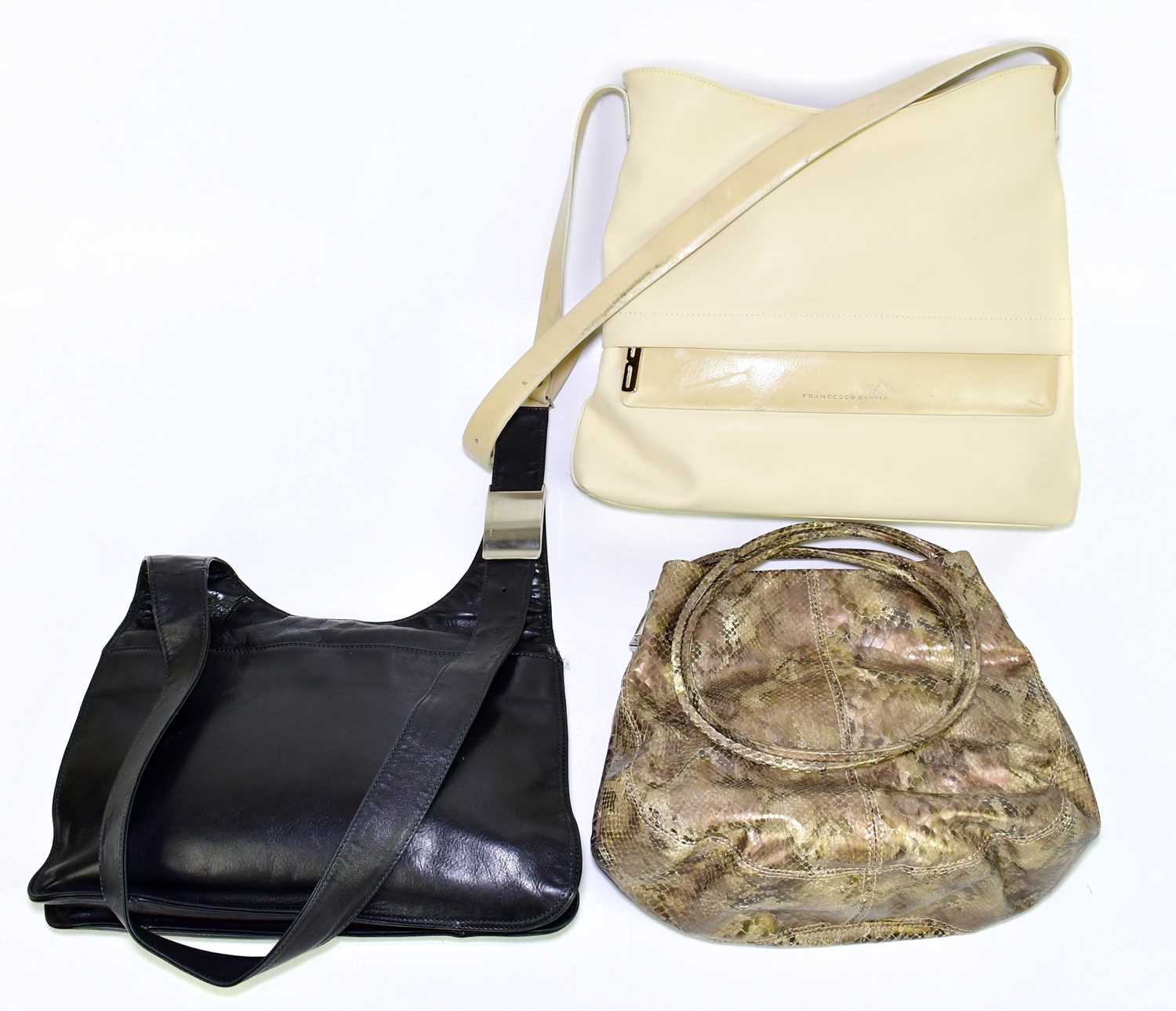 Lot 715 - FRANCESCO BIASIA; a cream leather shoulder bag...