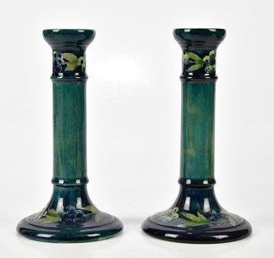 Lot 113 - WILLIAM MOORCROFT; a pair of cylindrical...