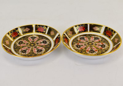 Lot 390 - ROYAL CROWN DERBY; two 1128 pattern Imari pin...