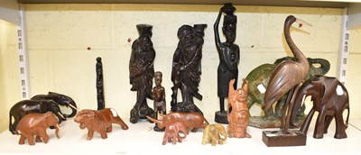 Lot 244 - A mixed lot of Oriental and African carvings...