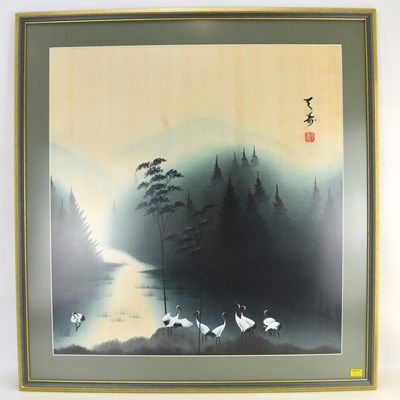 Lot 504 - A large Japanese print depicting exotic birds...