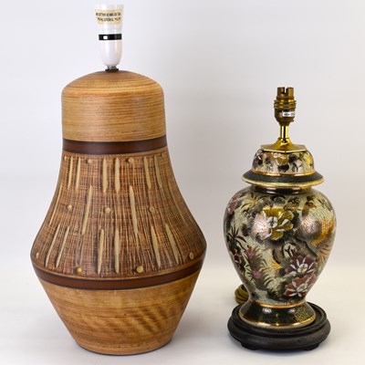 Lot 140 - A studio pottery table lamp with dot and...