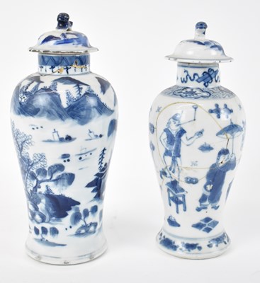 Lot 533 - Two Chinese blue and white baluster form vases...