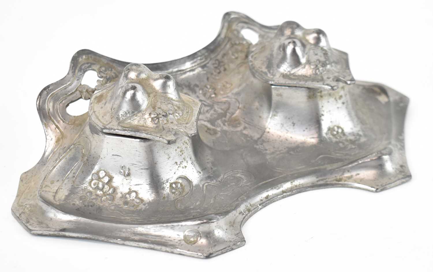 Lot 393 - A Continental Art Nouveau pewter ink stand,...