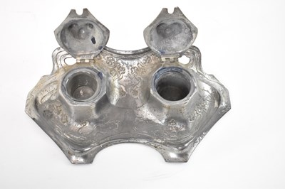 Lot 393 - A Continental Art Nouveau pewter ink stand,...