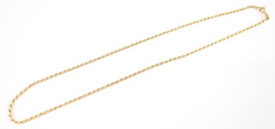 Lot 756 - A 9ct yellow gold rope twist bracelet, length...