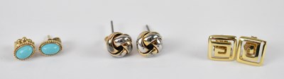 Lot 723 - A pair of 14ct yellow and white gold earrings,...