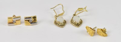 Lot 787 - A pair of 14ct yellow gold earrings, a pair of...