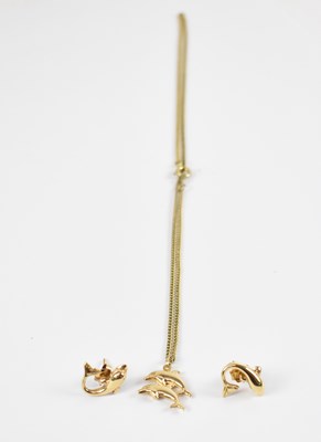 Lot 725 - A pair of 18ct yellow gold earrings modelled...