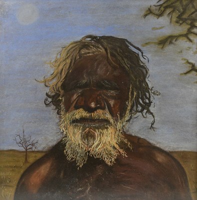 Lot 113 - UNATTRIBUTED; pastel portrait, aboriginal man,...