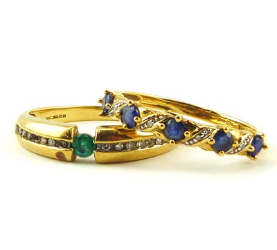 Lot 1006 - Two 9ct gold dress rings, one with tension set...