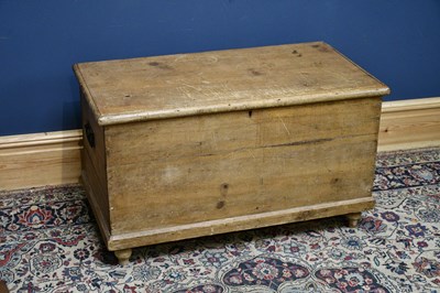 Lot 2551 - An old pine blanket chest, width 94cm, depth...