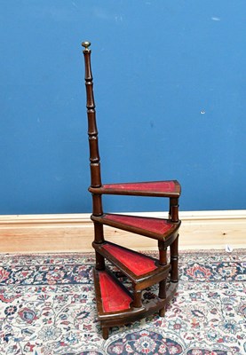 Lot 2599 - A reproduction mahogany set of library steps,...