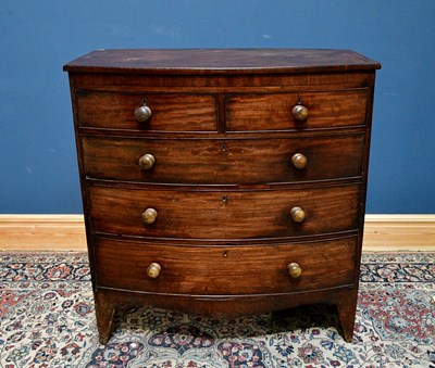 Lot 2436 - A 19th century mahogany bowfronted chest of...