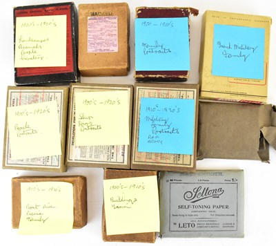 Lot 703 - A box of 1/4 plate and 1/8 plate glass slides,...