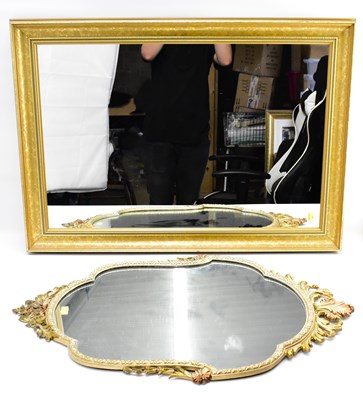 Lot 118 - A modern rectangular wall mirror with a gilt...