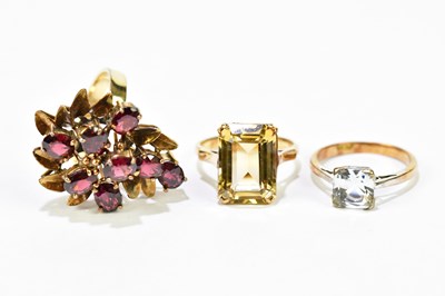 Lot 164 - Two 9ct yellow gold dress rings, combined...