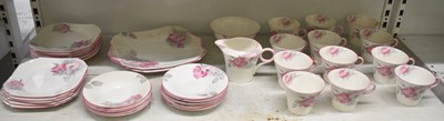 Lot 427 - SHELLEY; a pink floral decorated Art Deco...