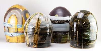 Lot 545 - STEVEN GLASS; four earthenware bollard forms...