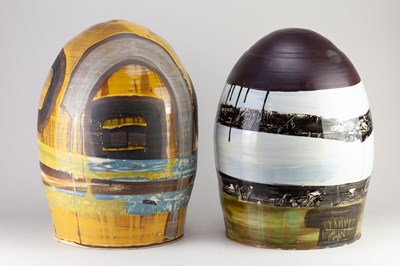 Lot 545 - STEVEN GLASS; four earthenware bollard forms...