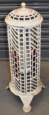 Lot 413 - A French white painted cast iron stove/lamp,...