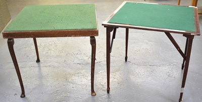 Lot 74 - Two vintage folding card tables.