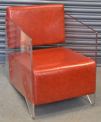 Lot 24 - A stylish modern red leather and perspex...