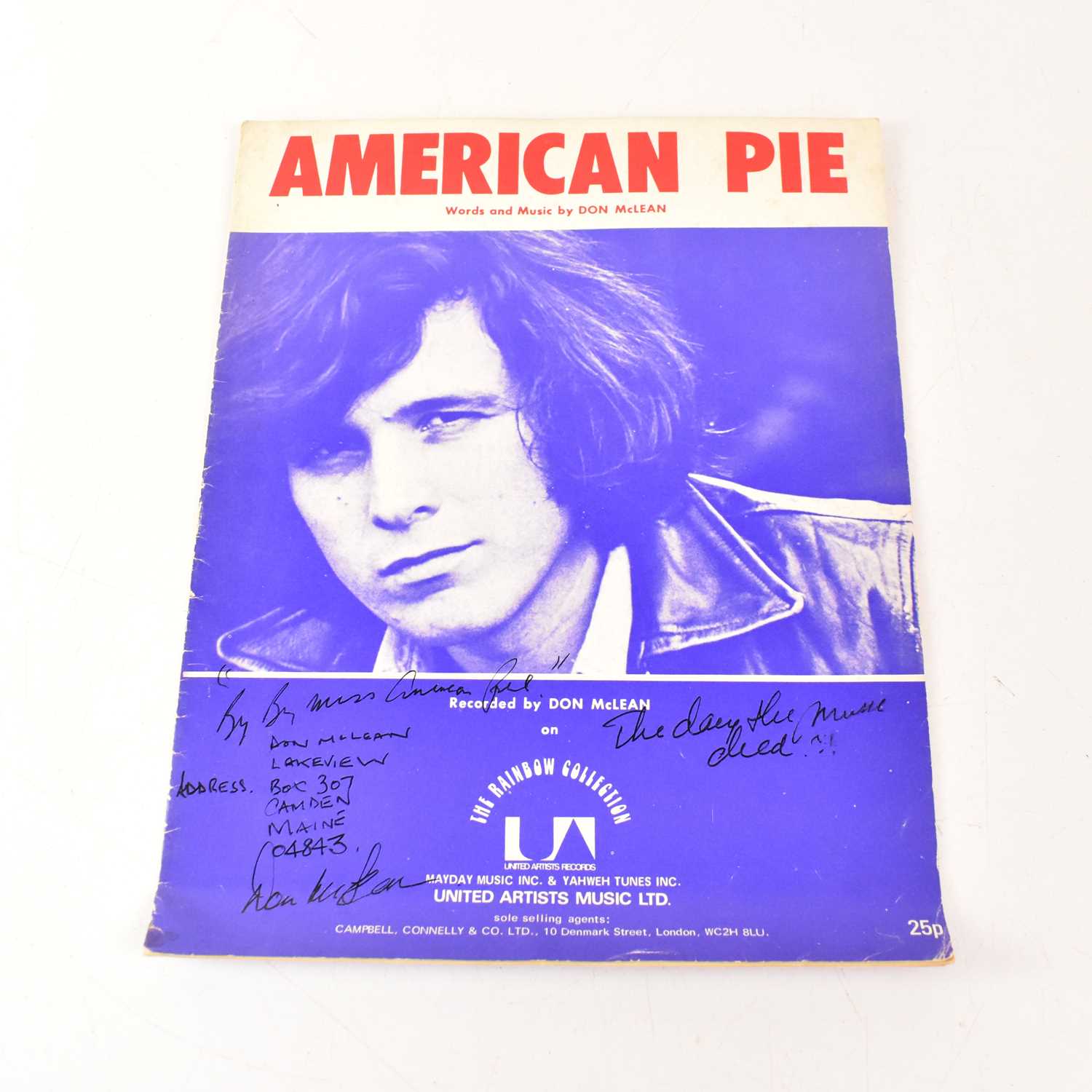 Lot 163 - DON MCLEAN; 'American Pie' sheet music signed...