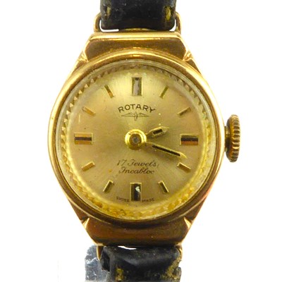 Lot 1173 - ROTARY; a ladies' vintage 9ct gold wristwatch,...