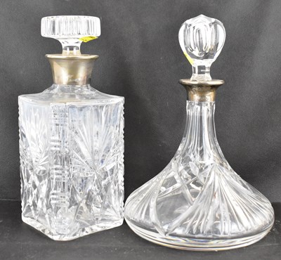 Lot 460 - Two cut glass crystal decanters, one of square...