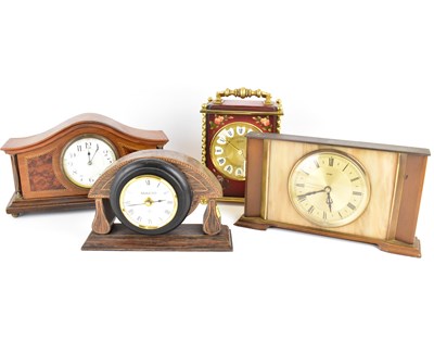 Lot 151 - Three modern mantel clocks and a mahogany...