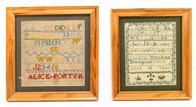 Lot 170 - A pair of early 20th century alphabet samplers,...