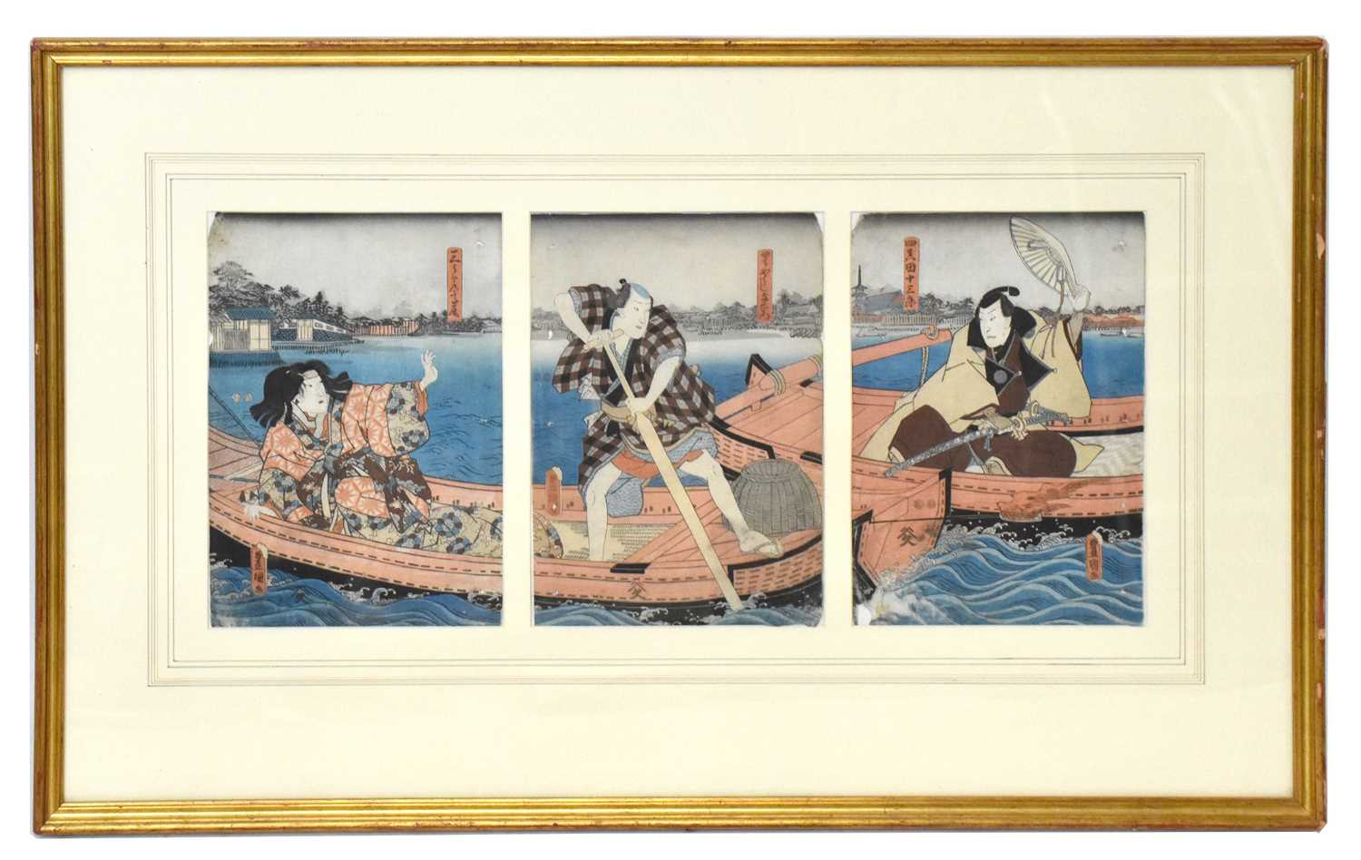 Lot 2294 - UTAGAWA KUNISADA (TOYOKUNI III); a triptych of...