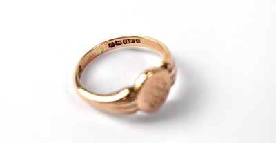 Lot 1060 - A vintage 9ct rose gold signet ring