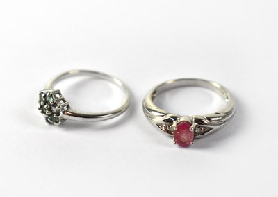 Lot 1075 - Two 9ct white gold dress rings