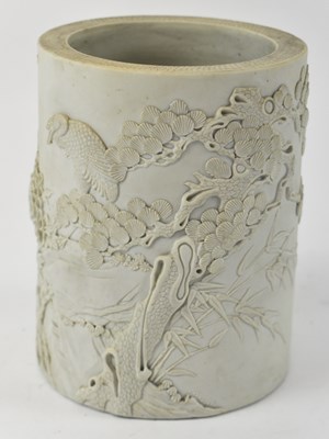 Lot 521 - A Chinese fine white biscuit porcelain bitong...