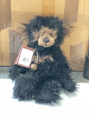 Lot 329 - CHARLIE BEARS; a black stuffed bear titled...