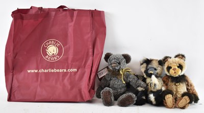 Lot 307 - CHARLIE BEARS; three stuffed bears titled...