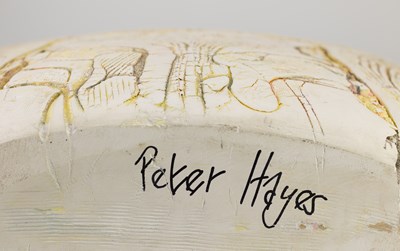 Lot 43 - PETER HAYES (born 1946); a large raku bottle...